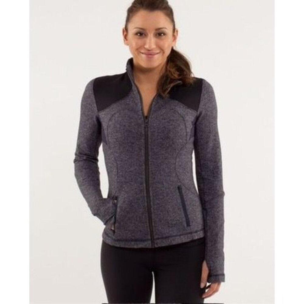 Lululemon women's 4 Forme Jacket Herringbone‎ black swan purple full zip fitted